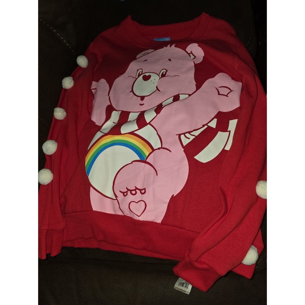 Care bears let's get cozy cheer bear winter red sweatshirt women's large nwt